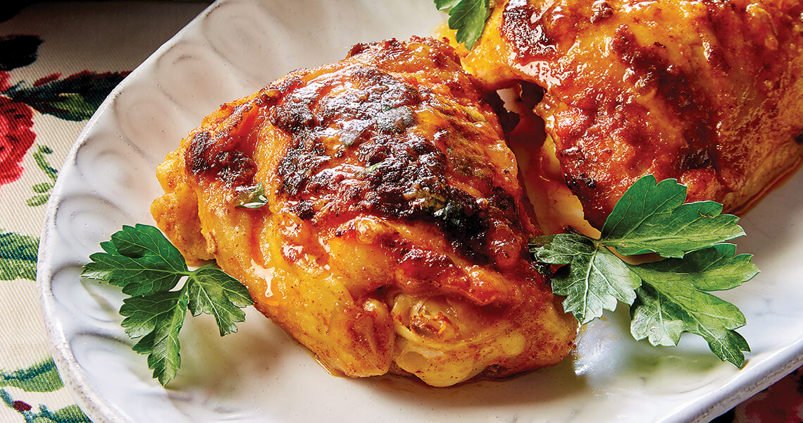 Butter-poached chicken thighs