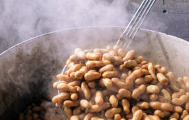 Pot of boiled peanuts
