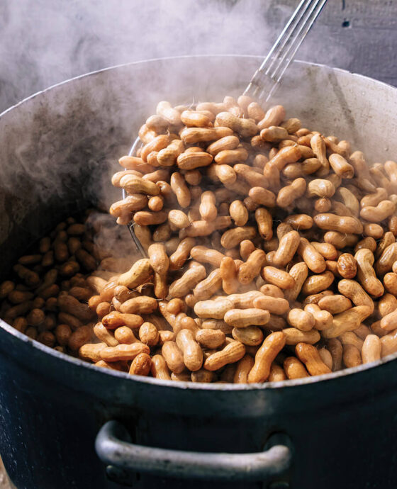 Pot of boiled peanuts