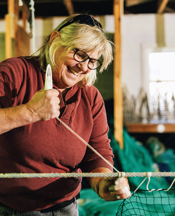 Heidi Harris Roberts crafts a net