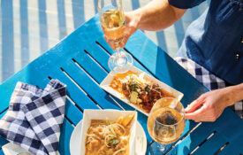 Dinner table with dishes at Parrott's on Eleventh