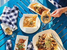 Dinner table with dishes at Parrott's on Eleventh