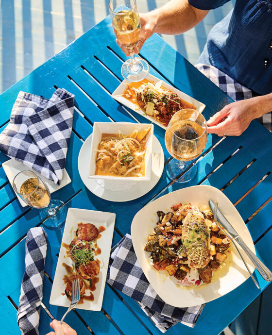 Dinner table with dishes at Parrott's on Eleventh