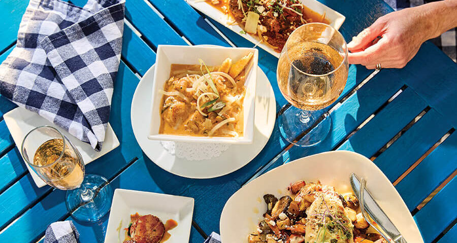Dinner table with dishes at Parrott's on Eleventh