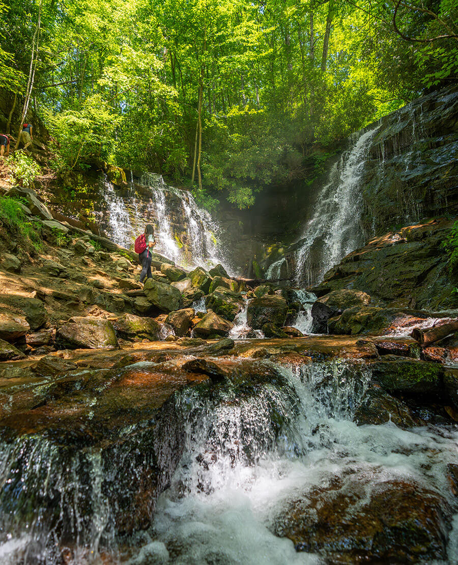Hiker at Soco Falls