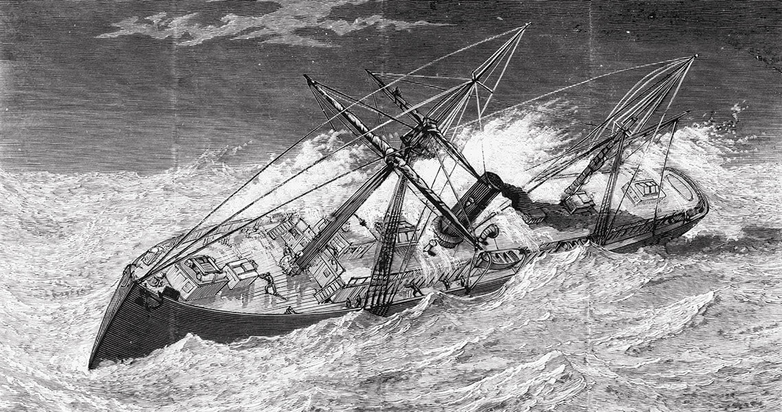 Black and white depiction of the USS Metropolis