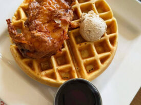 Chicken and waffle at Vicki B's Restaurant & Market