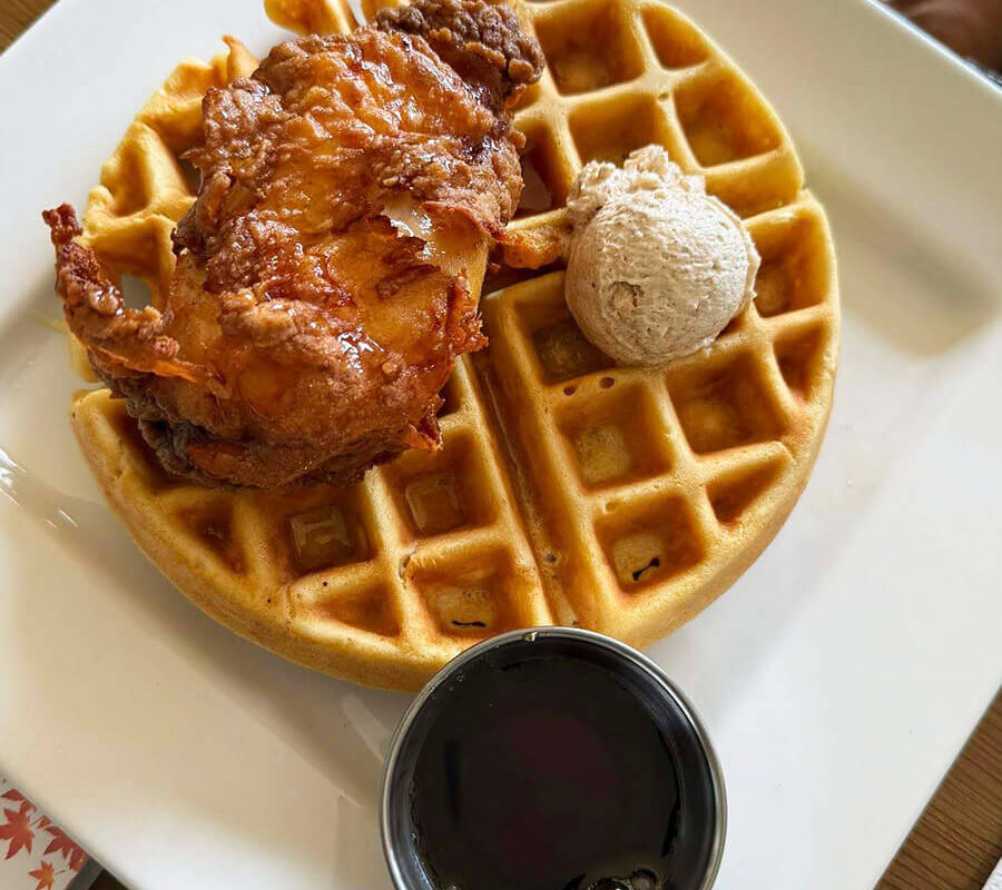 Chicken and waffle at Vicki B's Restaurant & Market