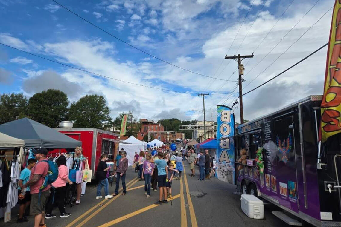 Vendors line the street at the Yadkin Valley Pumpkin Festival