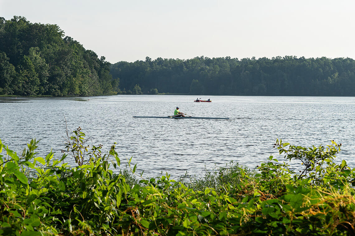 People row at Salem Lake