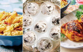 Hot potato salad, oreo pudding cups, chicken thighs