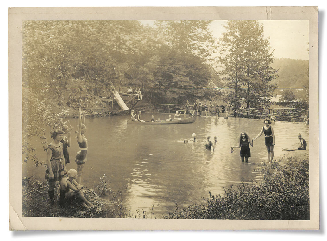 Picture of people at lake at Camp Keystone in 1919