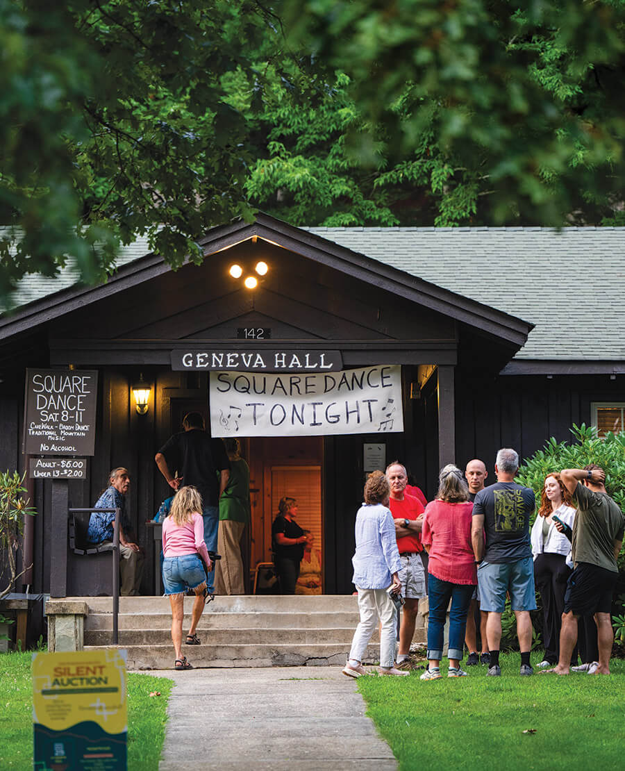 Exterior of Geneva Hall on Square Dance night
