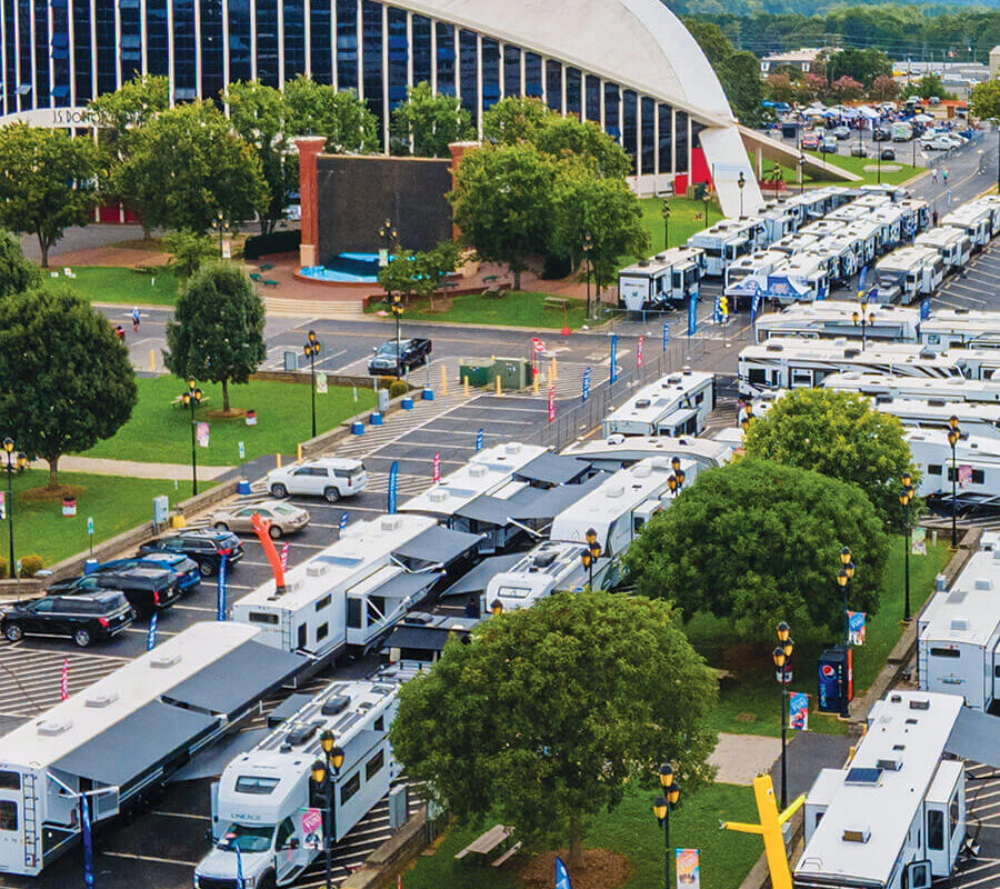 Campers at the North Carolina State Fairgrounds in Raleigh