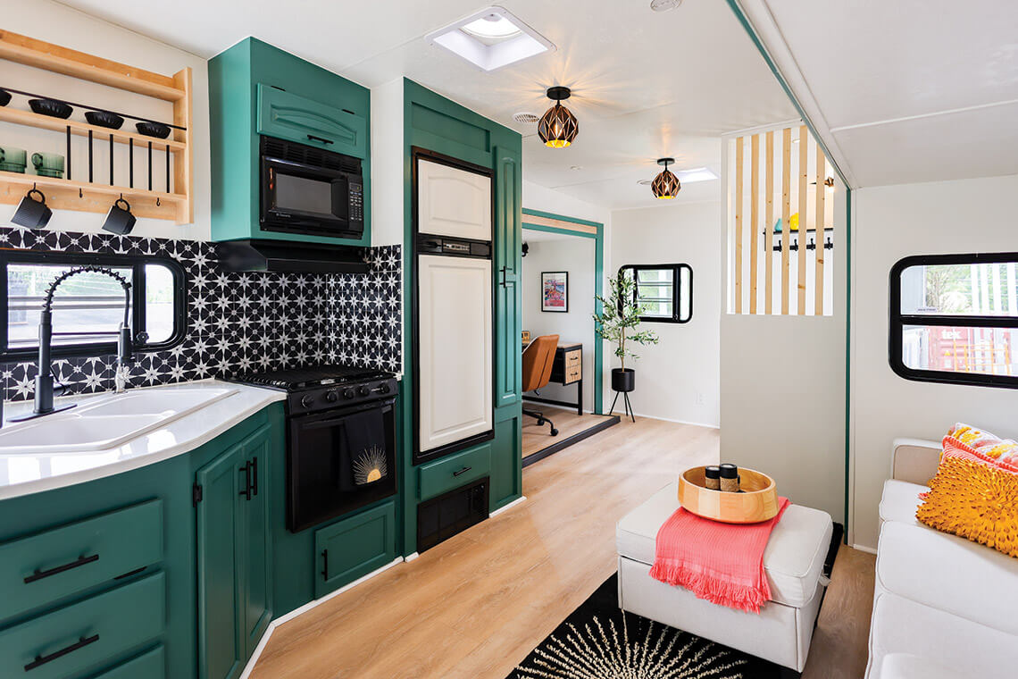 Inside a restored camper