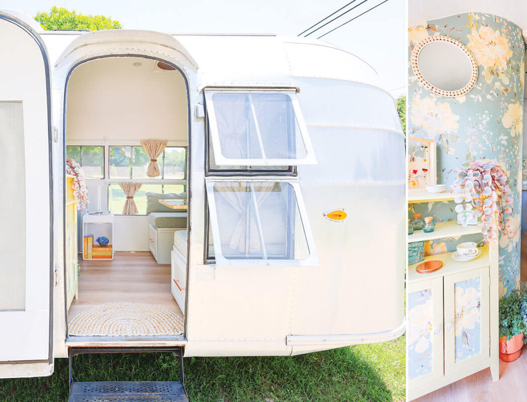 Exterior of the Airstream and renovated interior