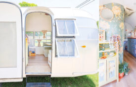 Exterior of the Airstream and renovated interior