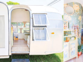 Exterior of the Airstream and renovated interior
