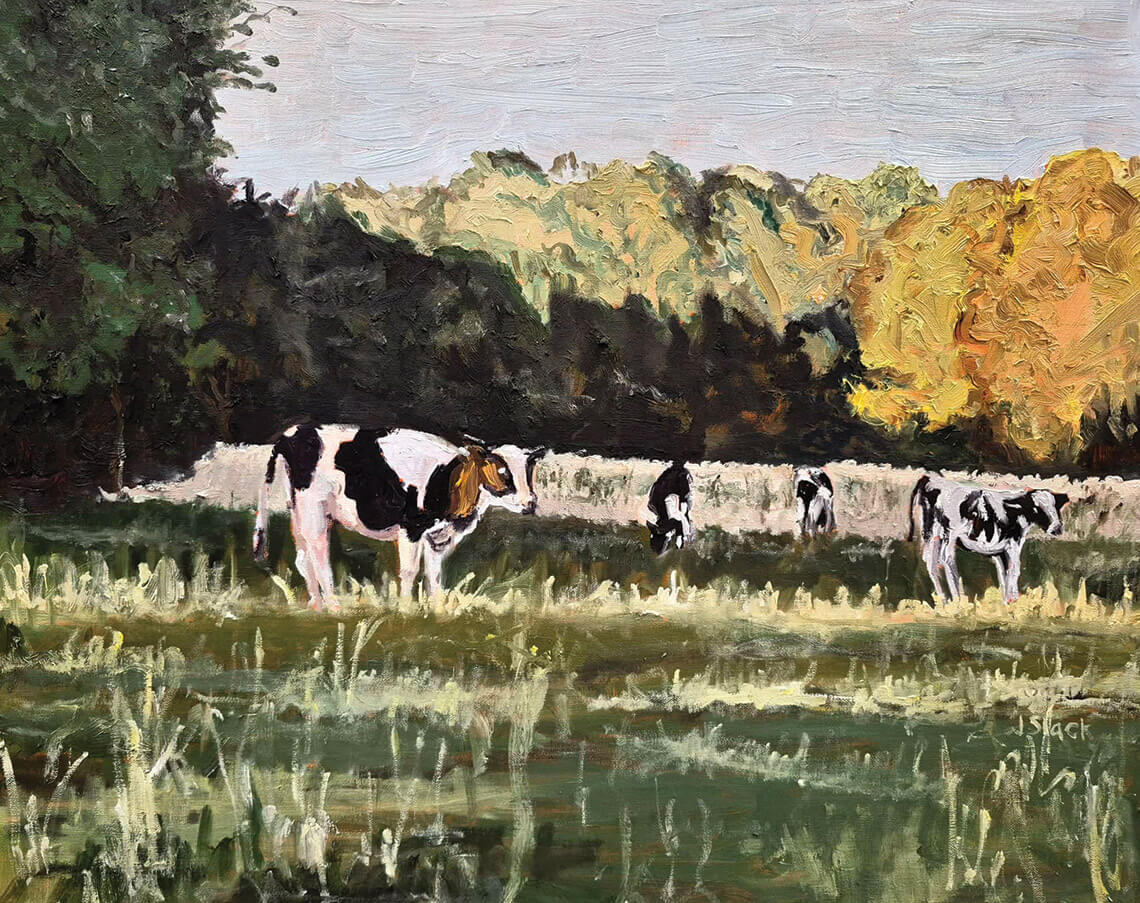 Pasture of cows painted by Jared Slack