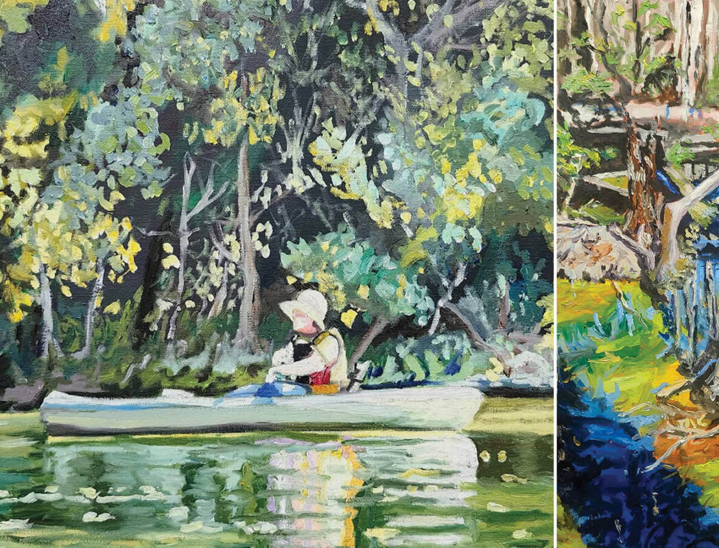 Jared Slack's paintings of creeks in Uwharrie National Forest and Dan Nicholas Park