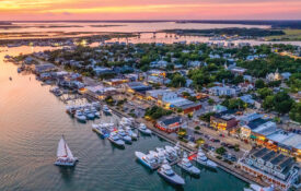 Aerial view of Beaufort waterfront
