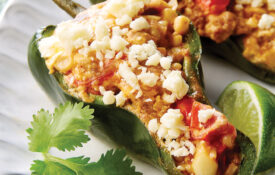 Grilled, stuffed poblano peppers