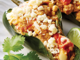 Grilled, stuffed poblano peppers