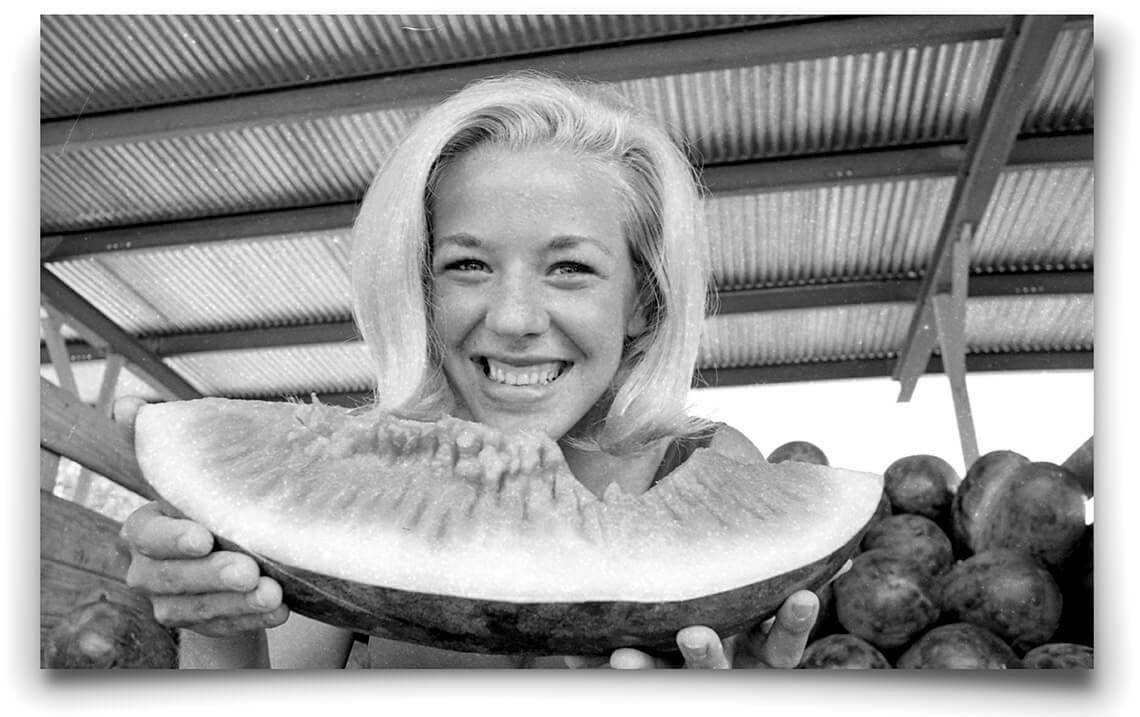 Janet Hodge with a watermelon