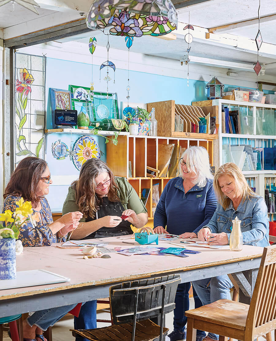 Kate leads stained glass classes at Wild Rose Glass