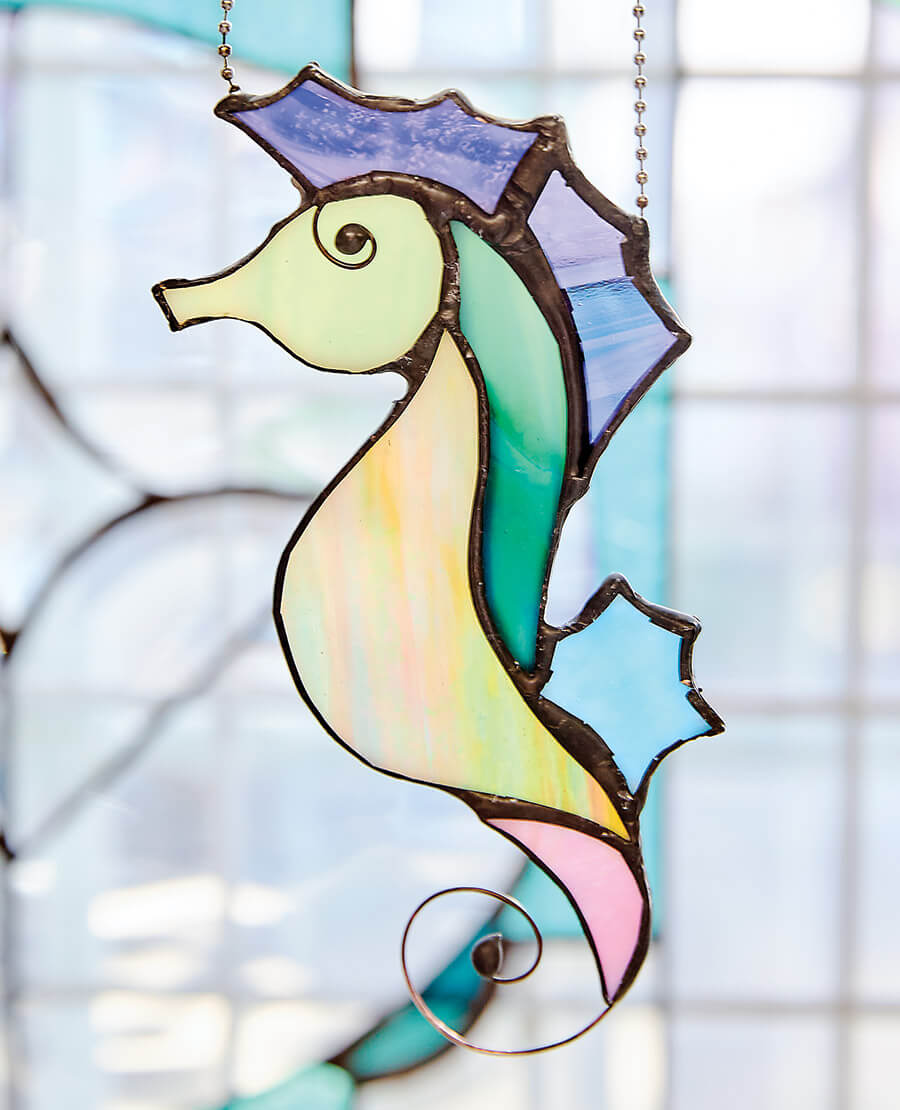 Stained glass seahorse