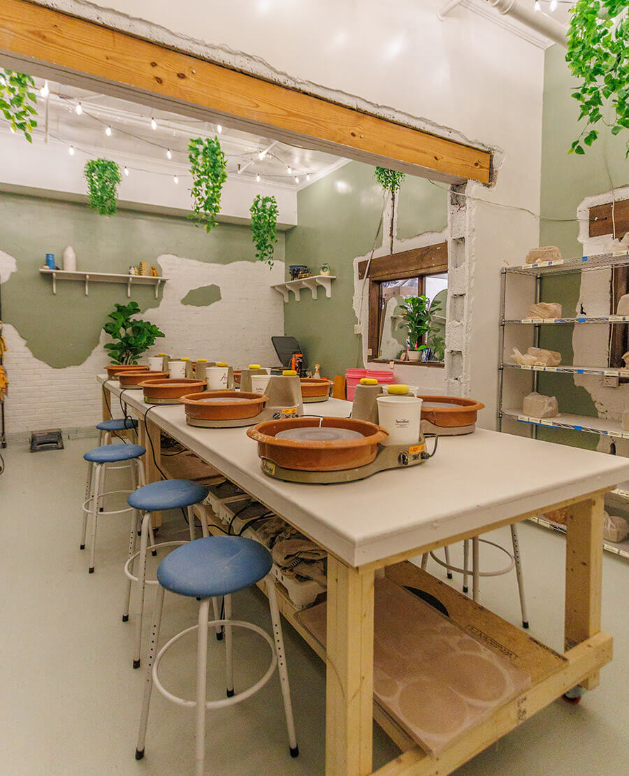 Studio space at Bookworm Pottery & Co.