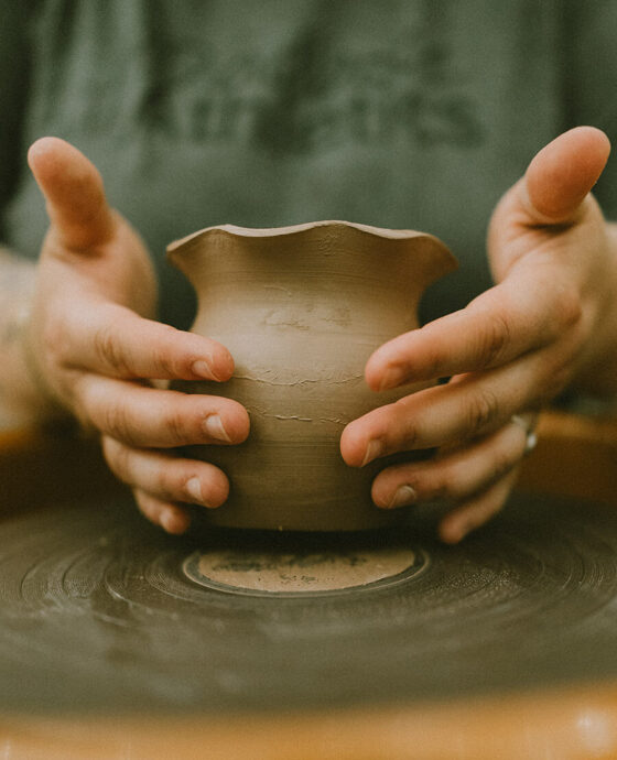 Hands form a vase