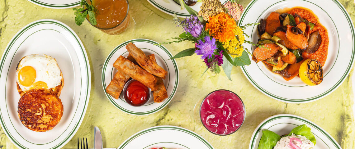 Table of food at Lutra Cafe & Bakery