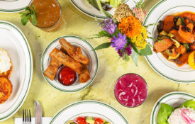 Table of food at Lutra Cafe & Bakery