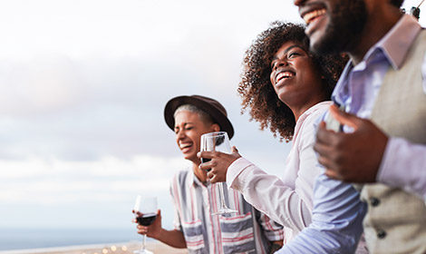 Group of people enjoying wine