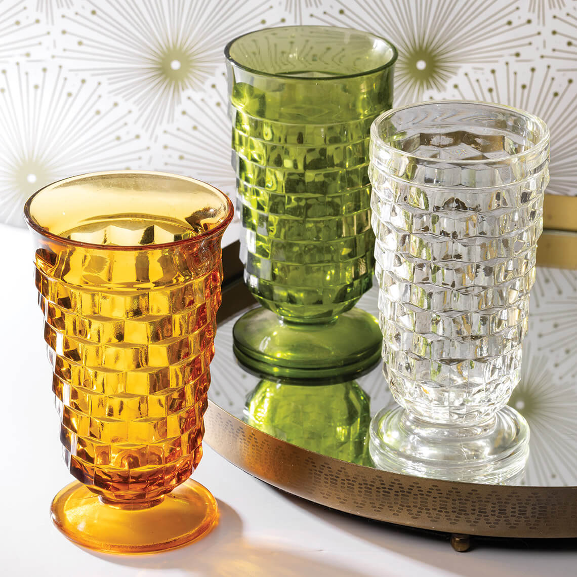 Vintage crystal cubist goblets