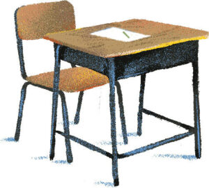 school desk and chair illustration