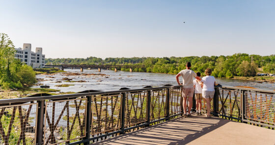 Family at scenic overlook at Riverfront Park