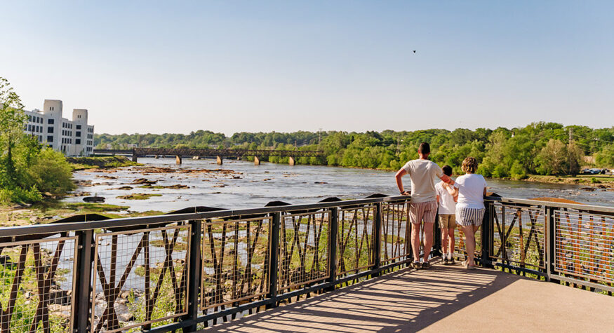 Family at scenic overlook at Riverfront Park