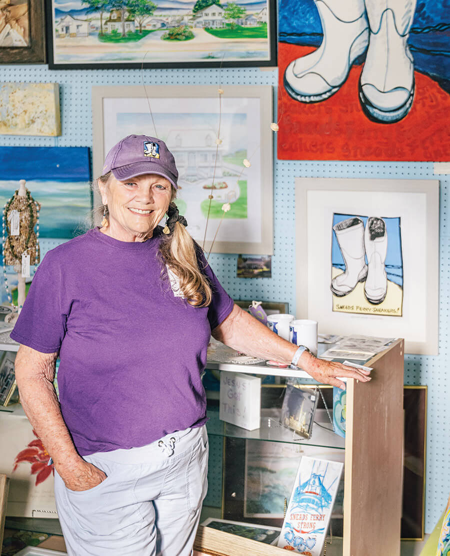 Artist Sherry Thurston and paintings of Sneads Ferry sneakers