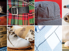 Richard Petty hat, Carolina Tartan, Engineers cap, textile bobbins, Wrangler jeans, clogging shoes, Chapel Hill UNC argyle, Sneads Ferry Sneakers