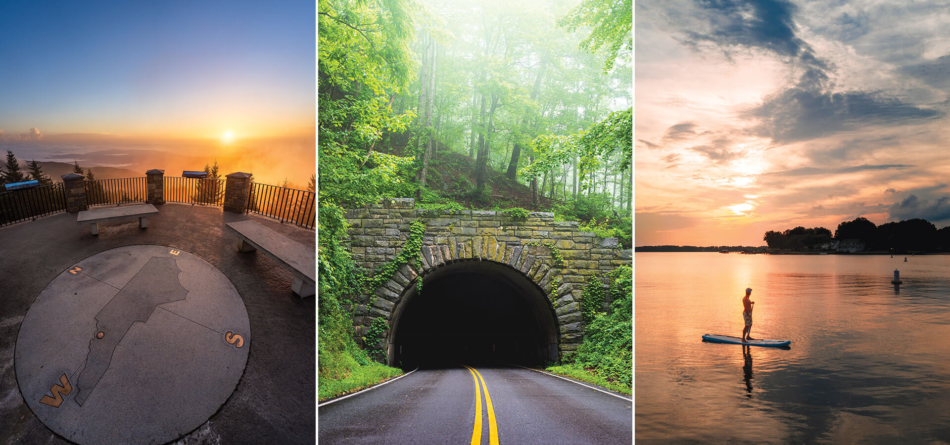 Mount Mitchell Observation Deck, Grassy Knob on the Blue Ridge Parkway, and Lake Norman
